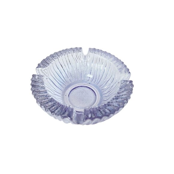 Vintage Blenko Iridescent Glass Ashtray #632 Clear 3.5" MCM Design 1965 Texture - Picture 1 of 7